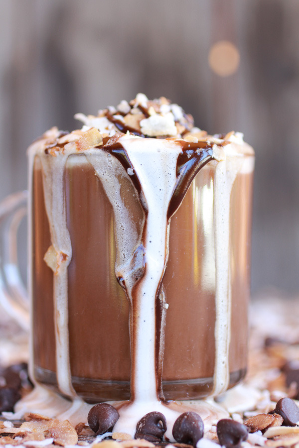 Recipe: Toasted Coconut Chocolate Pumpkin Spice Latte with Chocolate Drizzle