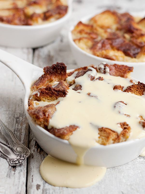 cinnamon bread pudding with creme anglaise by season & suppers