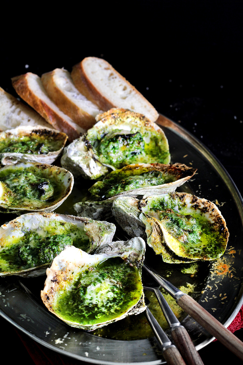 Green Butter Grilled Oysters