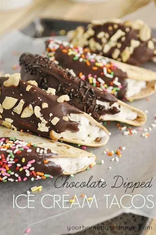 Chocolate Dipped Ice Cream Tacos