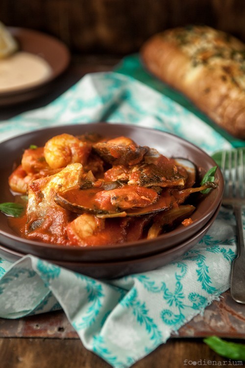 Fish Fillet And Mixed Seafood Tomato Stew
