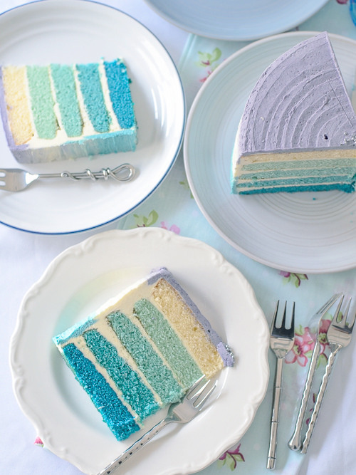 Blue Ombre Birthday Cake (by Lisa Lemony Kitchen)