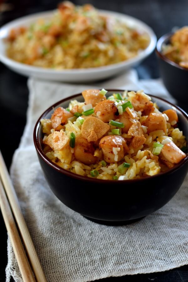 Scallop Fried Rice with XO Sauce and Crispy Garlic